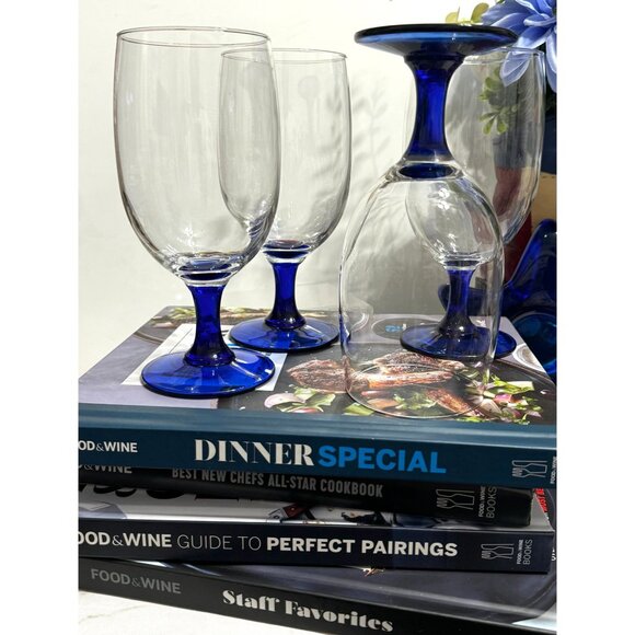 Princess House Cobalt Blue Stem Iced Tea Glass Set Of 4 - Picture 7 of 12